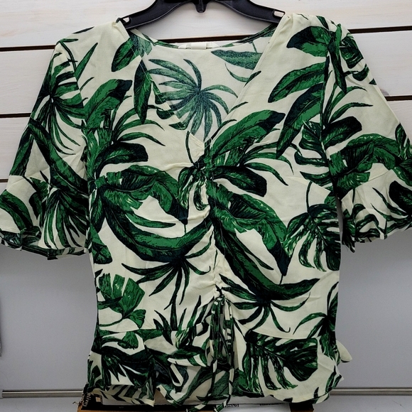 NWT, Size 2, H&M Tropical Print Blouse - Picture 1 of 4